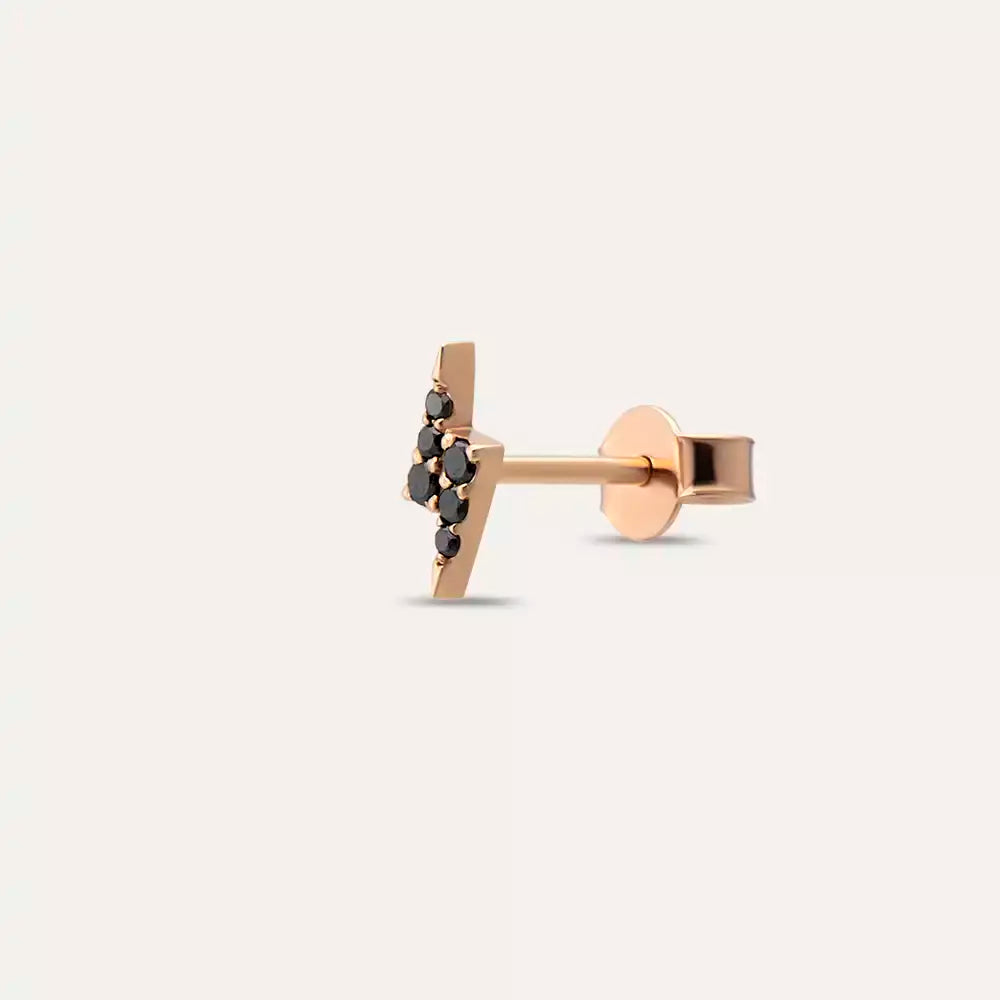 Bolt Black Diamond Rose Gold Single Earring