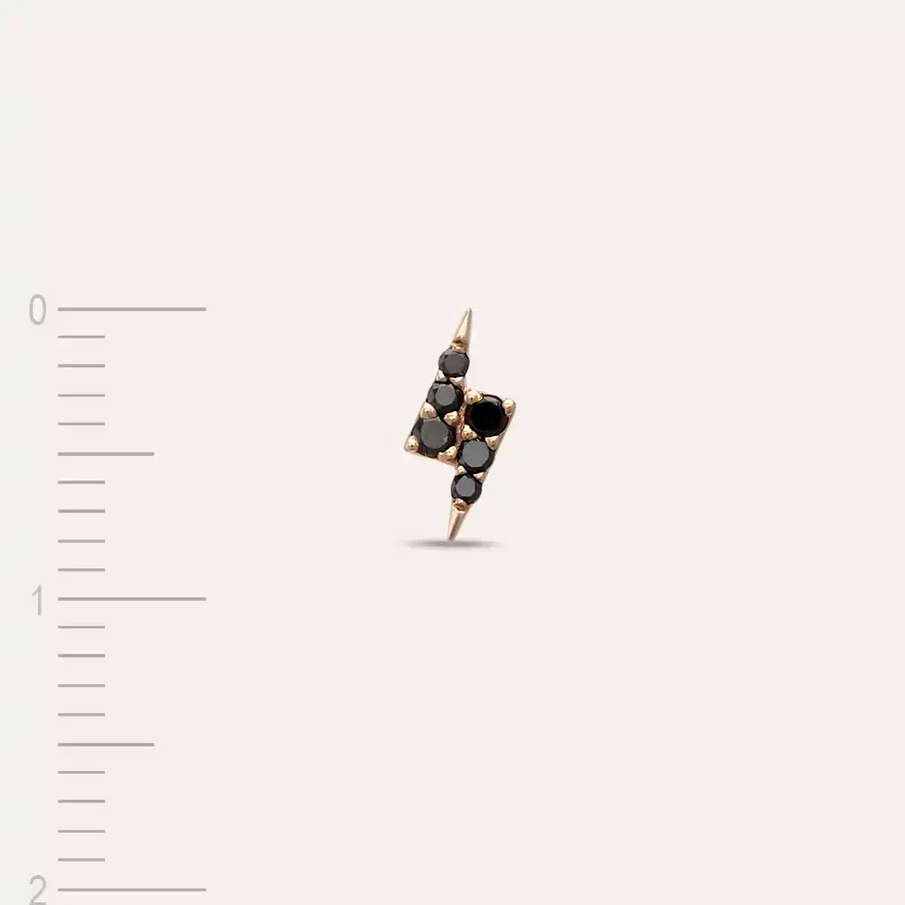 Bolt Black Diamond Rose Gold Single Earring