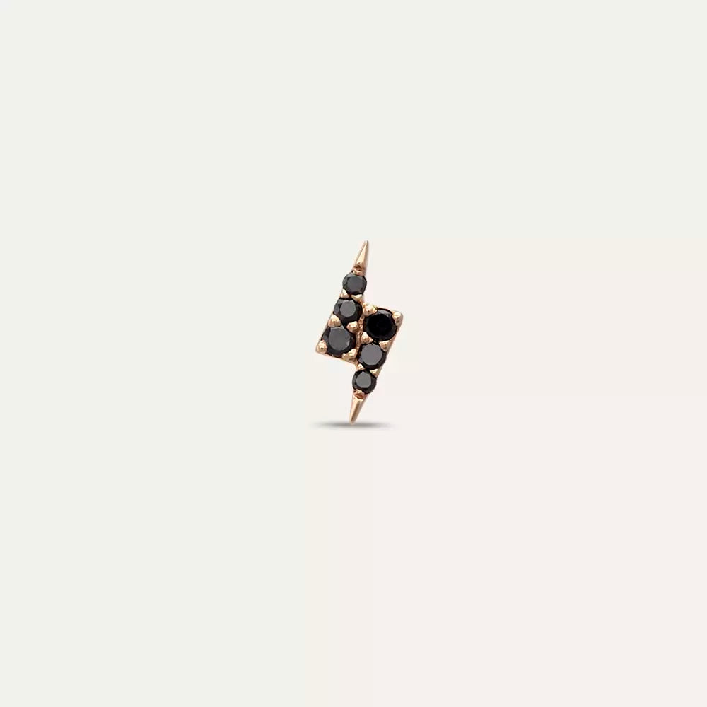 Bolt Black Diamond Rose Gold Single Earring