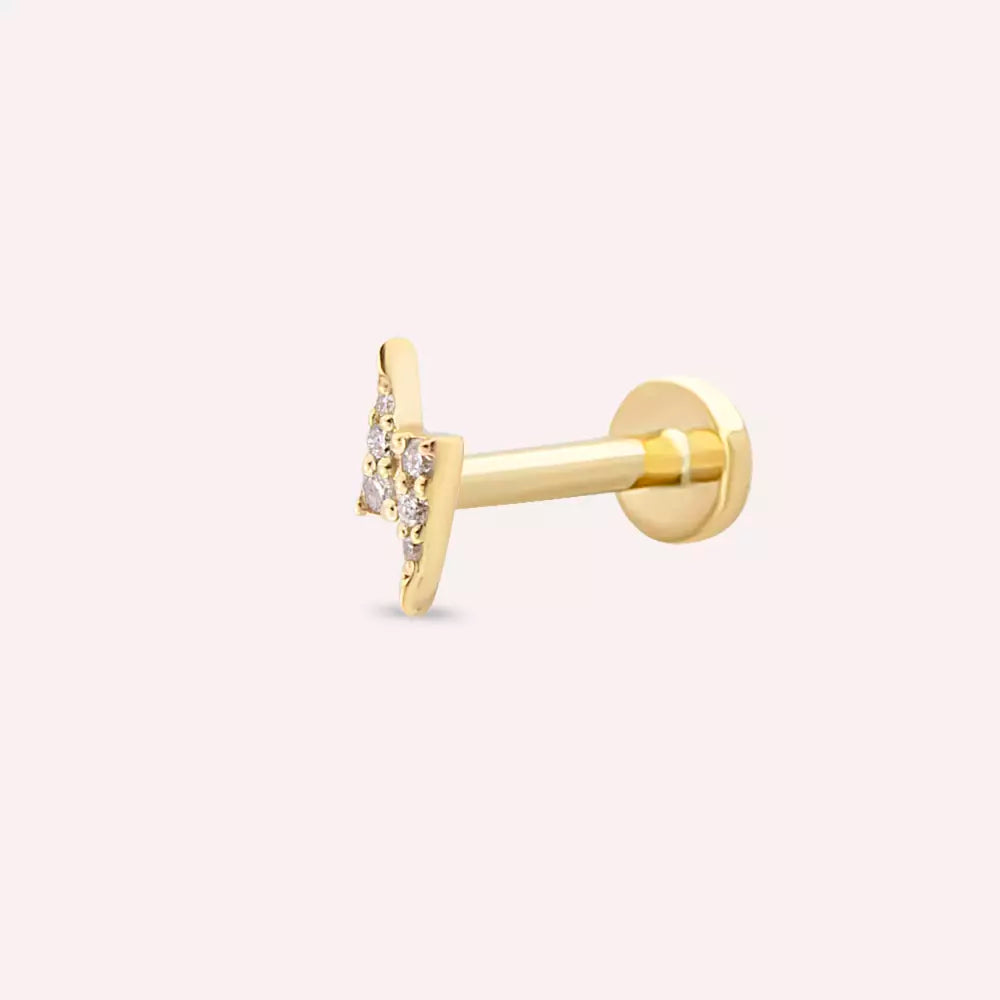 Bolt Yellow Pırlanta Taşlı Piercing