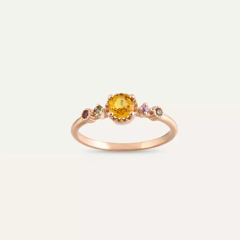 Fleshy 0.55 CT Multicolor Safir Taşlı Rose Altın Yüzük