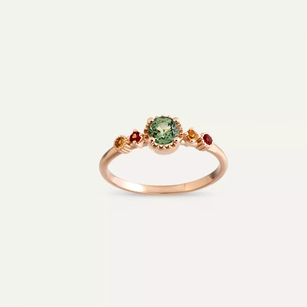 Fleshy 0.65 CT Multi-Color Sapphire Rose Gold Ring