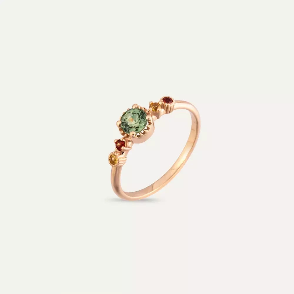 Fleshy 0.65 CT Multicolor Safir Taşlı Rose Altın Yüzük