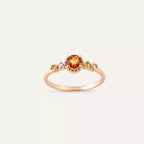Rose Gold Ring with Fleshy Diamond and Multicolor Sapphire Stones