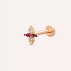Floret Yakut ve Pırlanta Taşlı Rose Altın Piercing