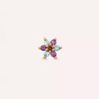 Florin Ametist ve Aquamarin Taşlı Rose Altın Piercing