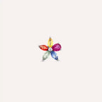 Flow White Gold Single Earring with Ruby and Multicolor Sapphire Stones