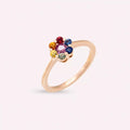 Flower Multicolor Sapphire Rose Gold Ring