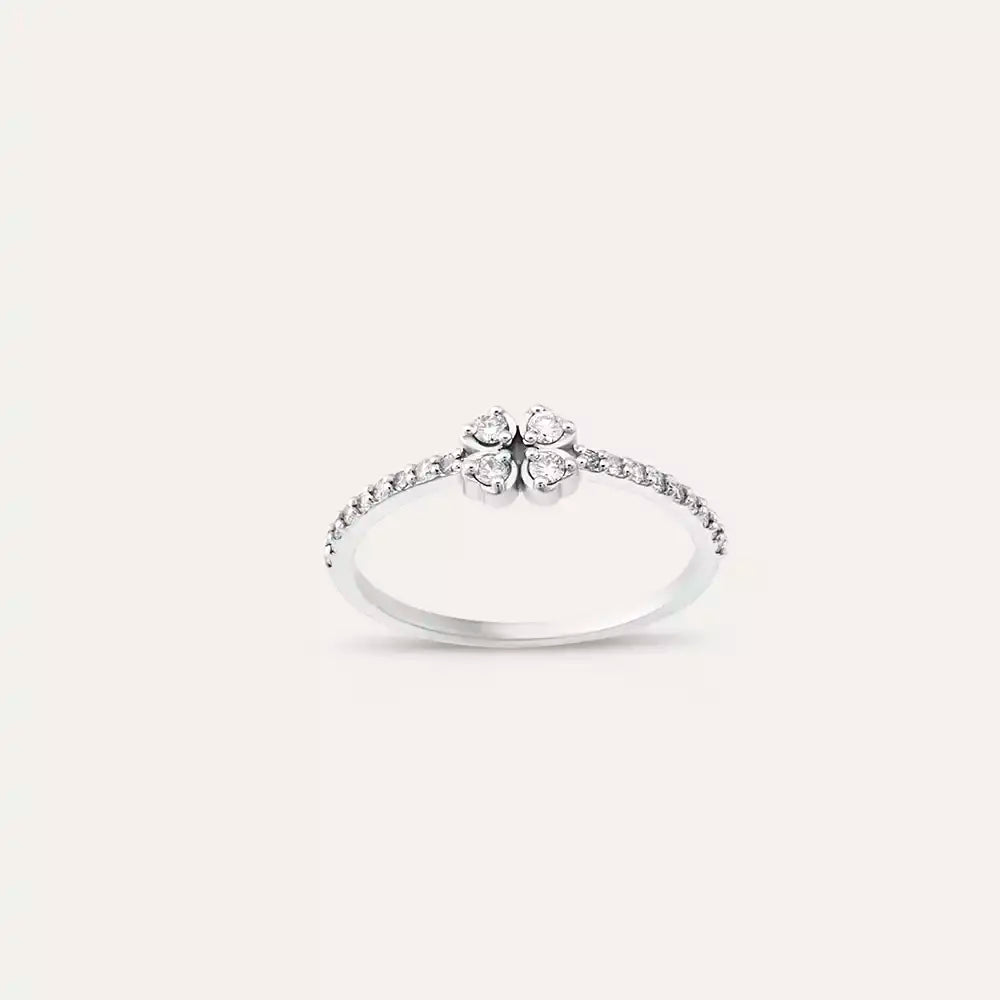 Clover Diamond White Gold Clover Ring