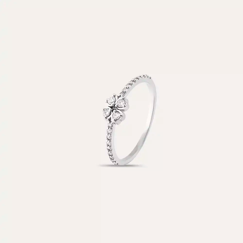 Clover Diamond White Gold Clover Ring