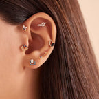 Frond Blue Safir Taşlı Rose Altın Piercing