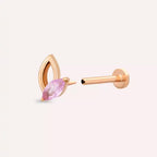 Frond Pink Safir Taşlı Rose Altın Piercing