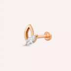 Frond Pırlanta Taşlı Rose Altın Piercing