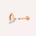 Frond Pırlanta Taşlı Rose Altın Piercing