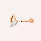 Frond Pırlanta Taşlı Rose Altın Piercing