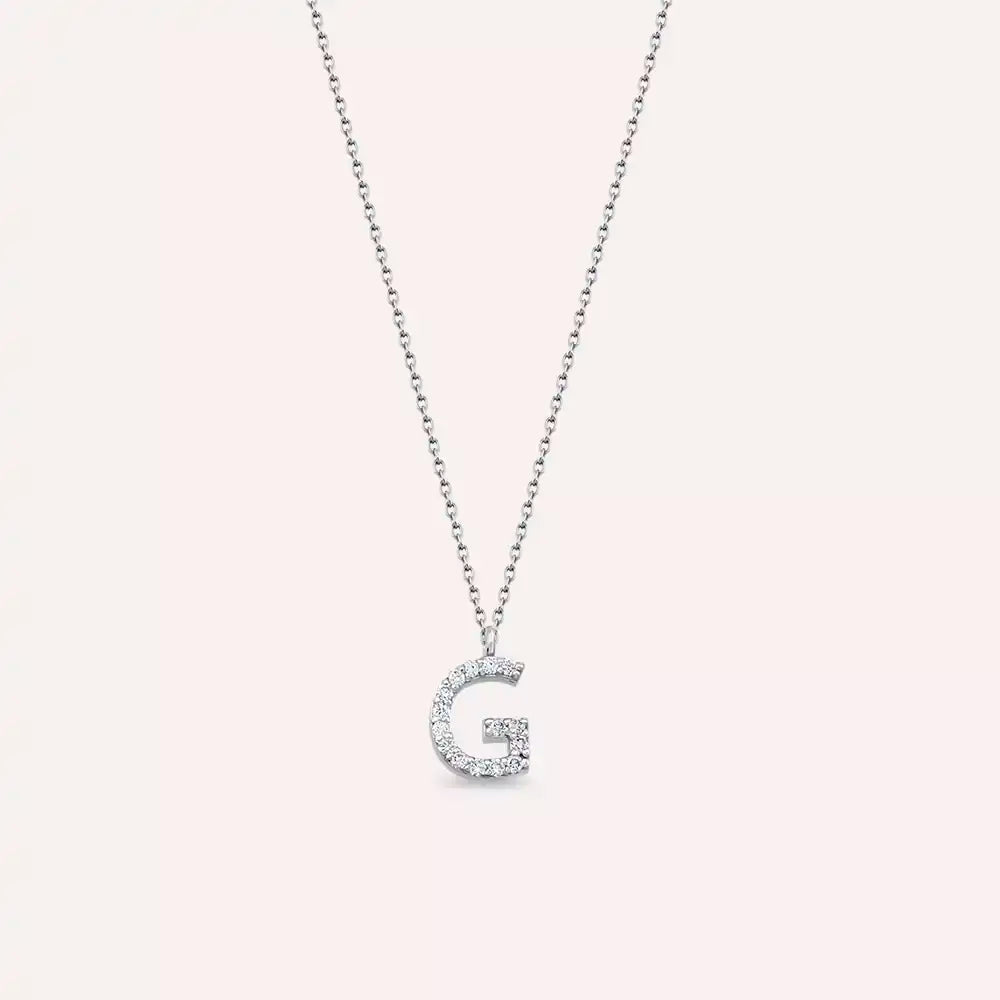 G Harf 0.07 CT Pırlanta Taşlı Beyaz Altın Kolye