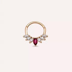 Gleam Pırlanta ve Yakut Taşlı Rose Altın Halka Piercing