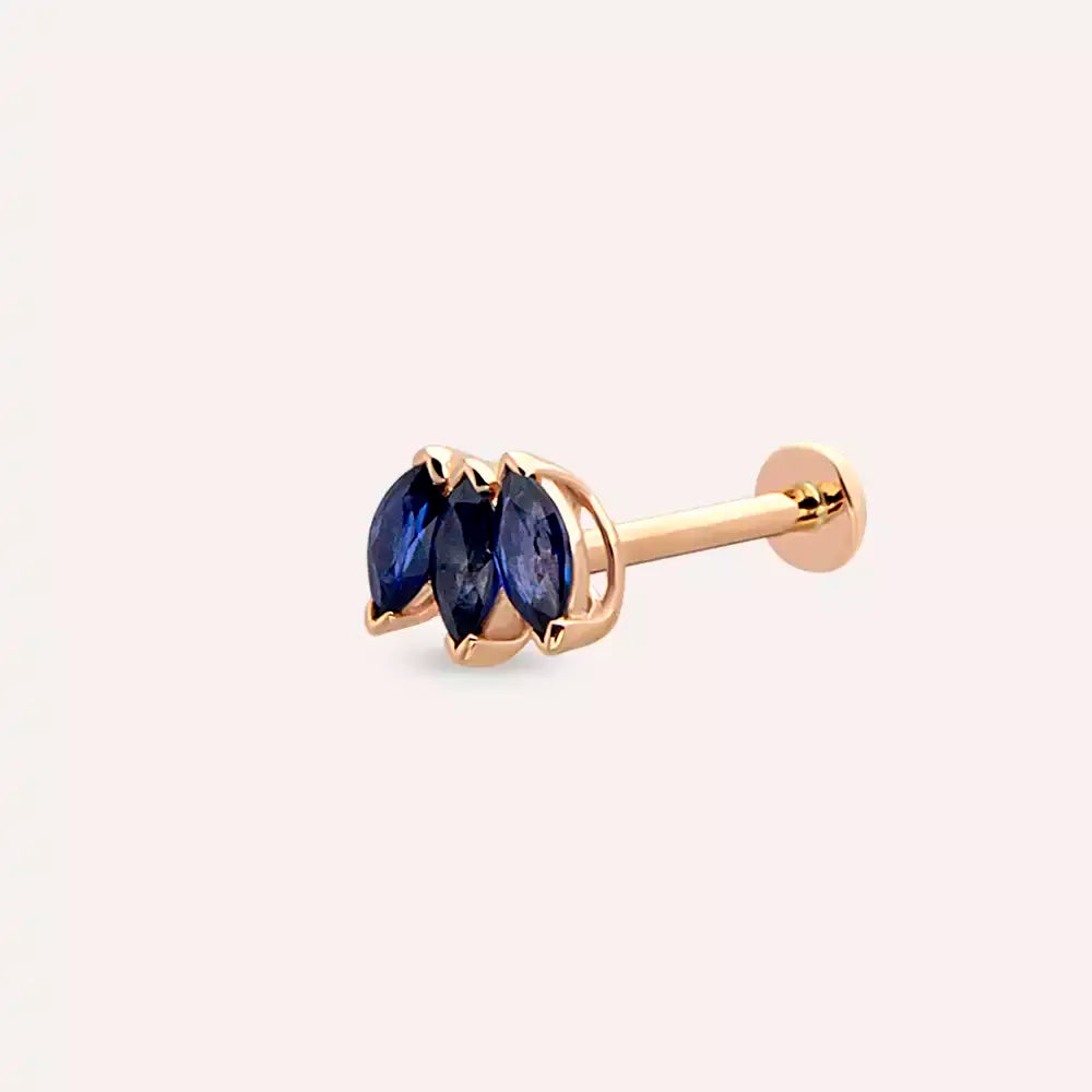 Grace Safir Taşlı Rose Altın Piercing