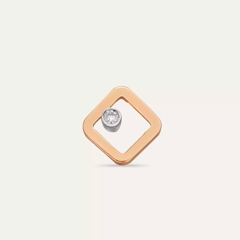 Grain Diamond Rose Gold Single Earring