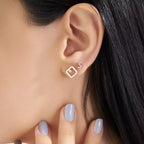 Grain Diamond Rose Gold Single Earring