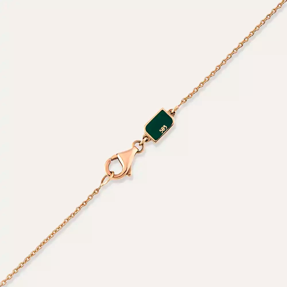 Quad Rose Gold Necklace with Yakut and Diamond Stones