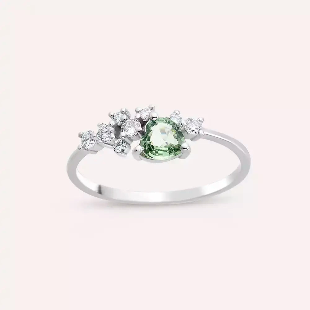 Cosmo Green Sapphire and Diamond White Gold Ring