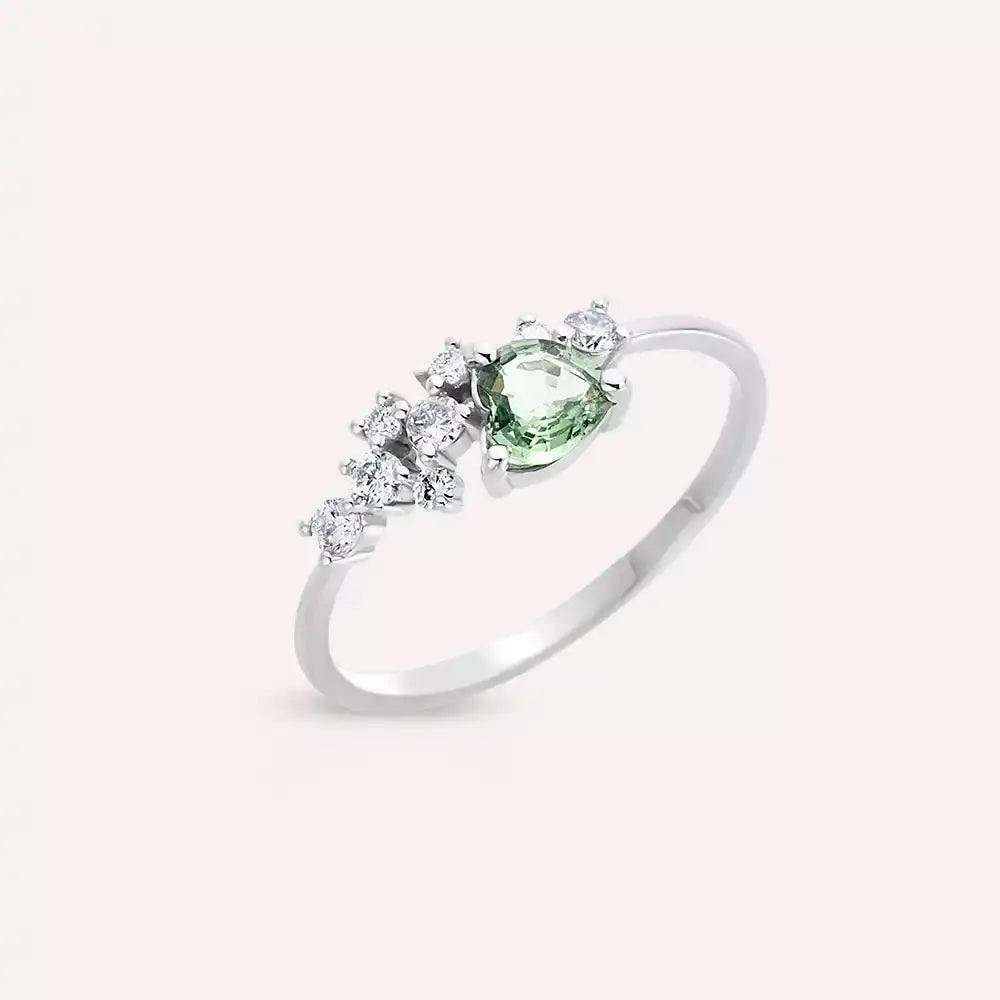 Cosmo Green Sapphire and Diamond White Gold Ring