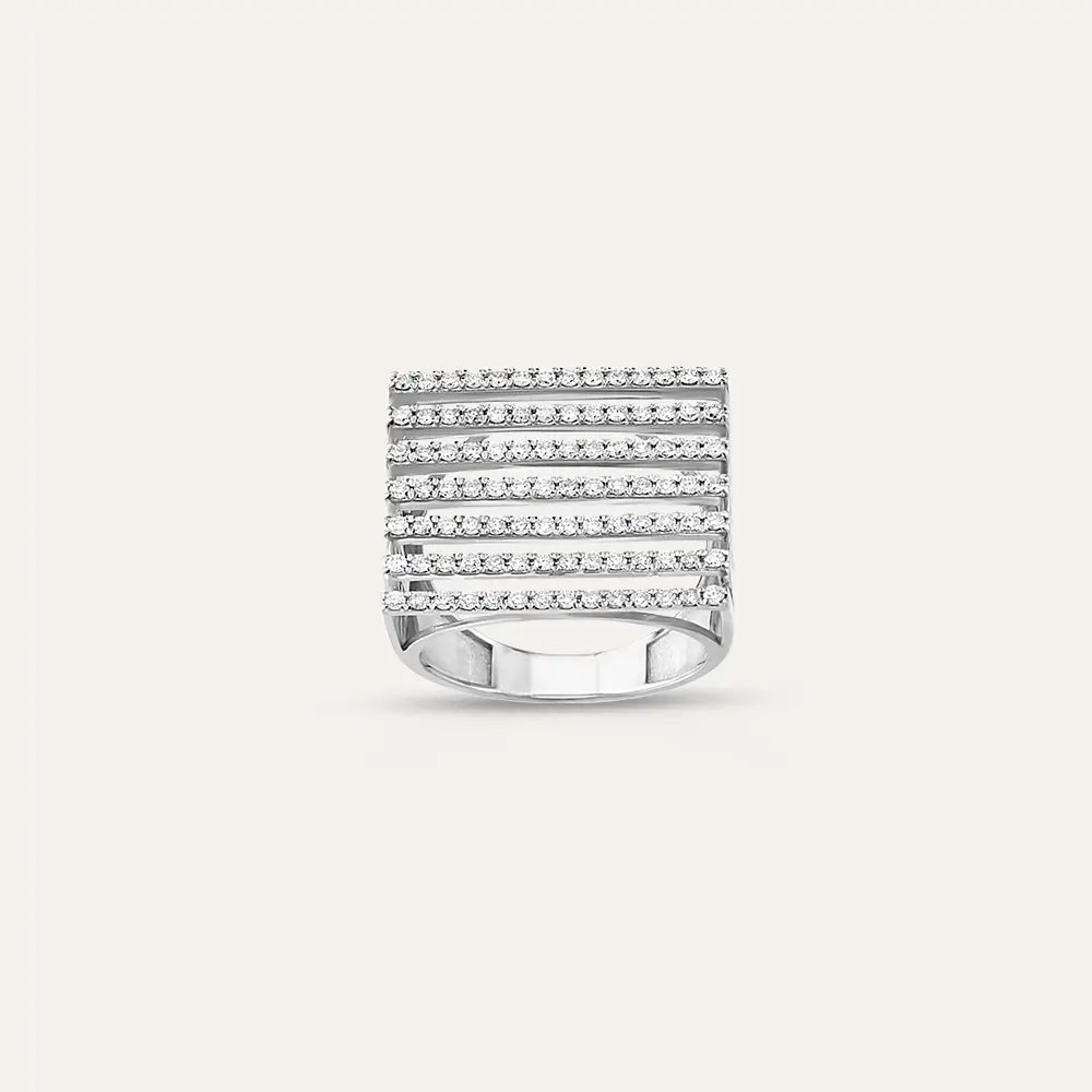 Grid 0.81 CT Diamond White Gold Ring