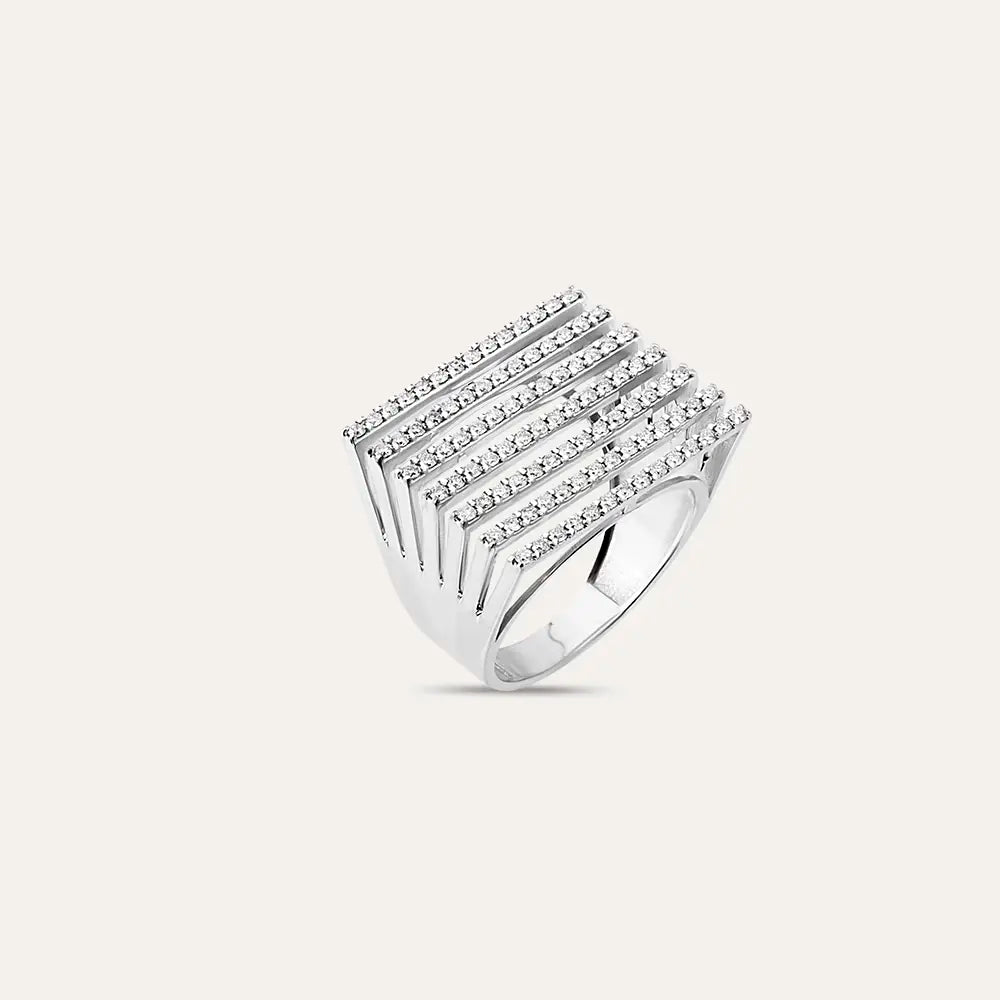 Grid 0.81 CT Diamond White Gold Ring