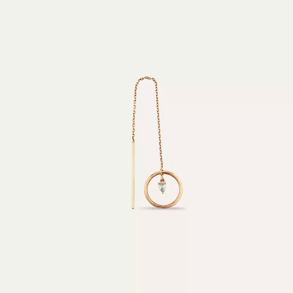 Grove 0.15 CT Pear Cut Diamond Rose Gold Dangle Earrings