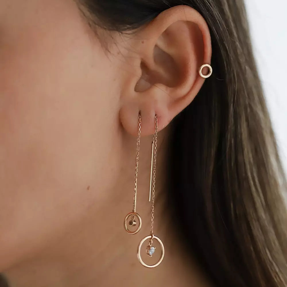 Grove 0.15 CT Pear Cut Diamond Rose Gold Dangle Earrings