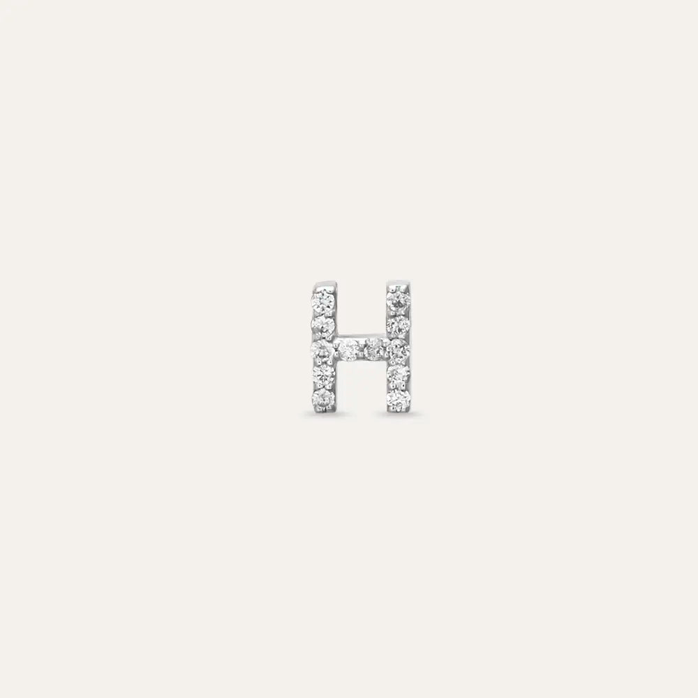 H Letter Diamond White Gold Piercing