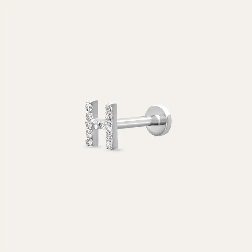 H Letter Diamond White Gold Piercing
