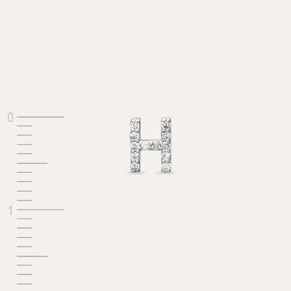 H Letter Diamond White Gold Piercing