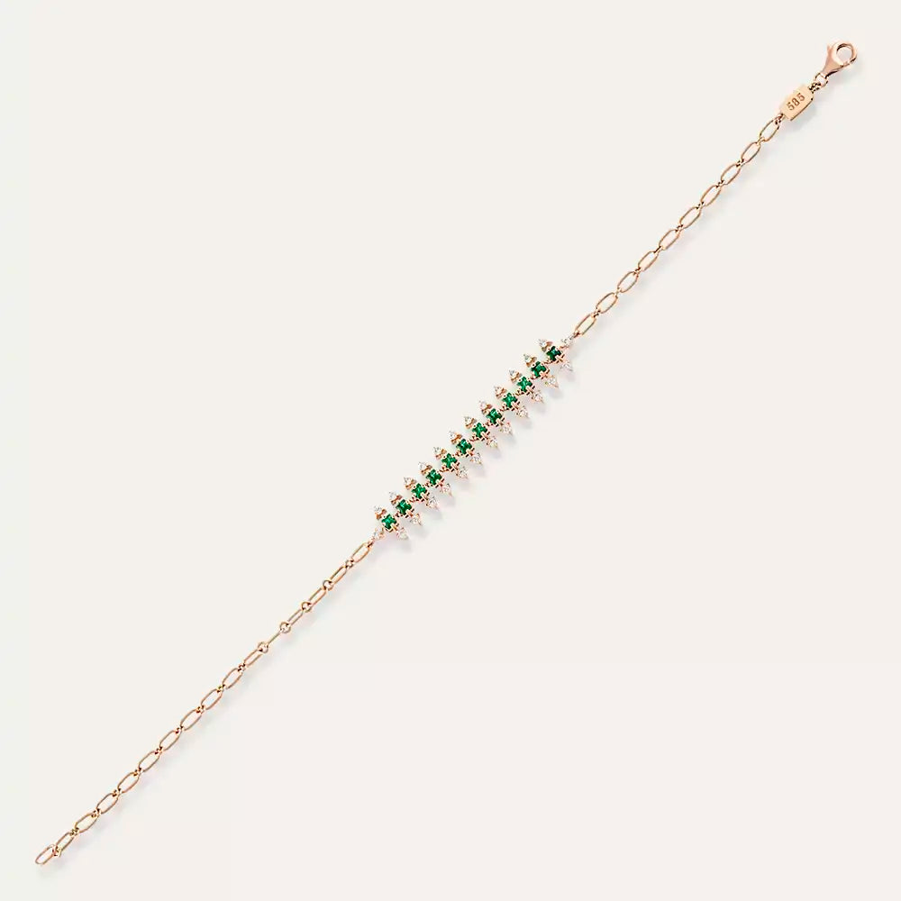 Beryl Diamond and Emerald Bracelet