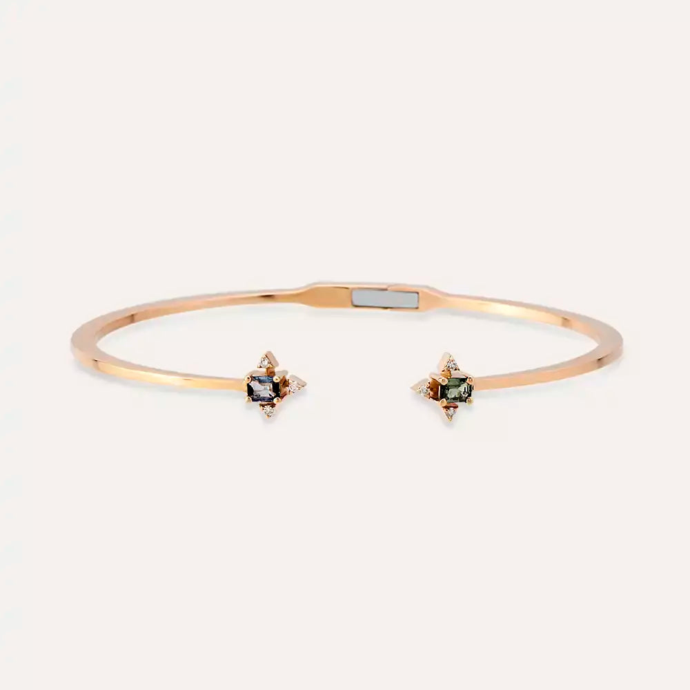 Union Diamond and Sapphire Stone Cuff Bracelet