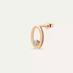 Halo Diamond Rose Gold Single Earring