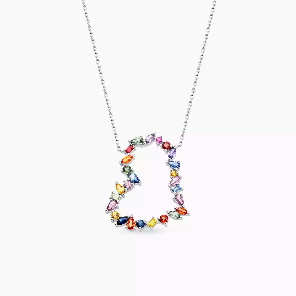 Cherie 4.51 CT Multicolor Sapphire White Gold Necklace