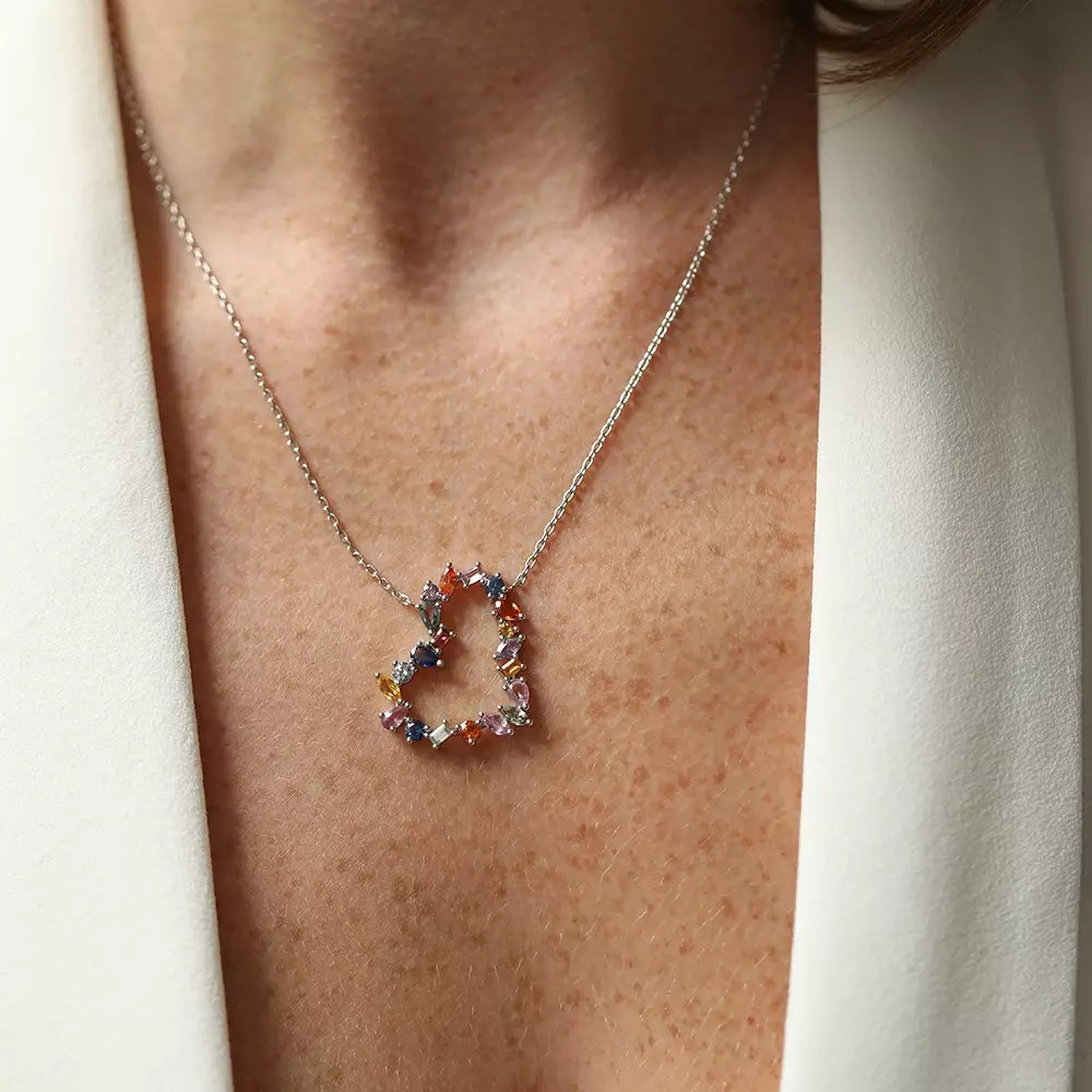 Cherie Mini 3.25 CT Multicolor Sapphire White Gold Necklace