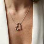 Cherie Mini 3.25 CT Multicolor Sapphire White Gold Necklace