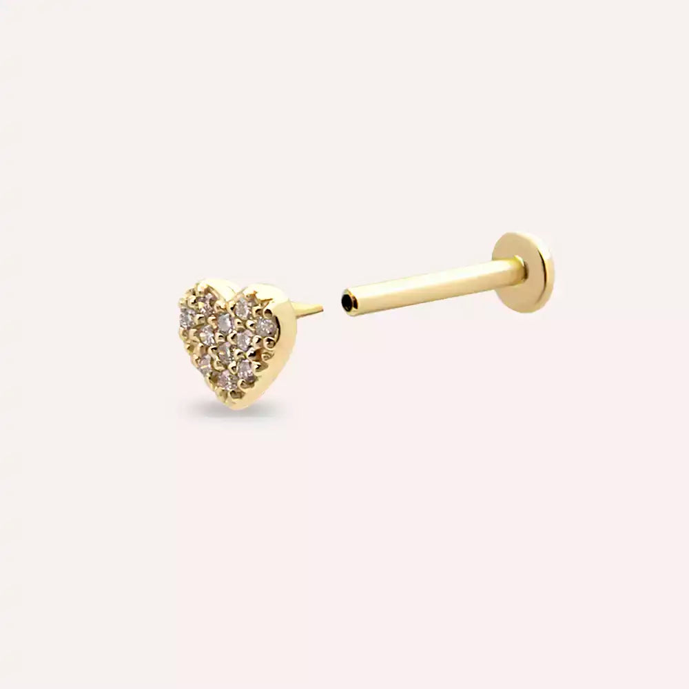 Cherie Pırlanta Taşlı Sarı Altın Piercing
