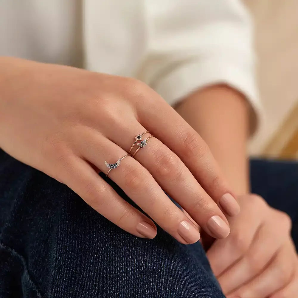 Cherie 0.07 CT Blue Sapphire and Diamond Rose Gold Ring