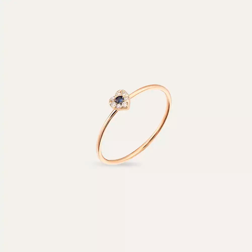 Cherie 0.07 CT Blue Sapphire and Diamond Rose Gold Ring