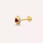 Heavy Yakut Taşlı Sarı Altın Piercing