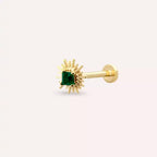 Heavy Zümrüt Taşlı Sarı Altın Piercing