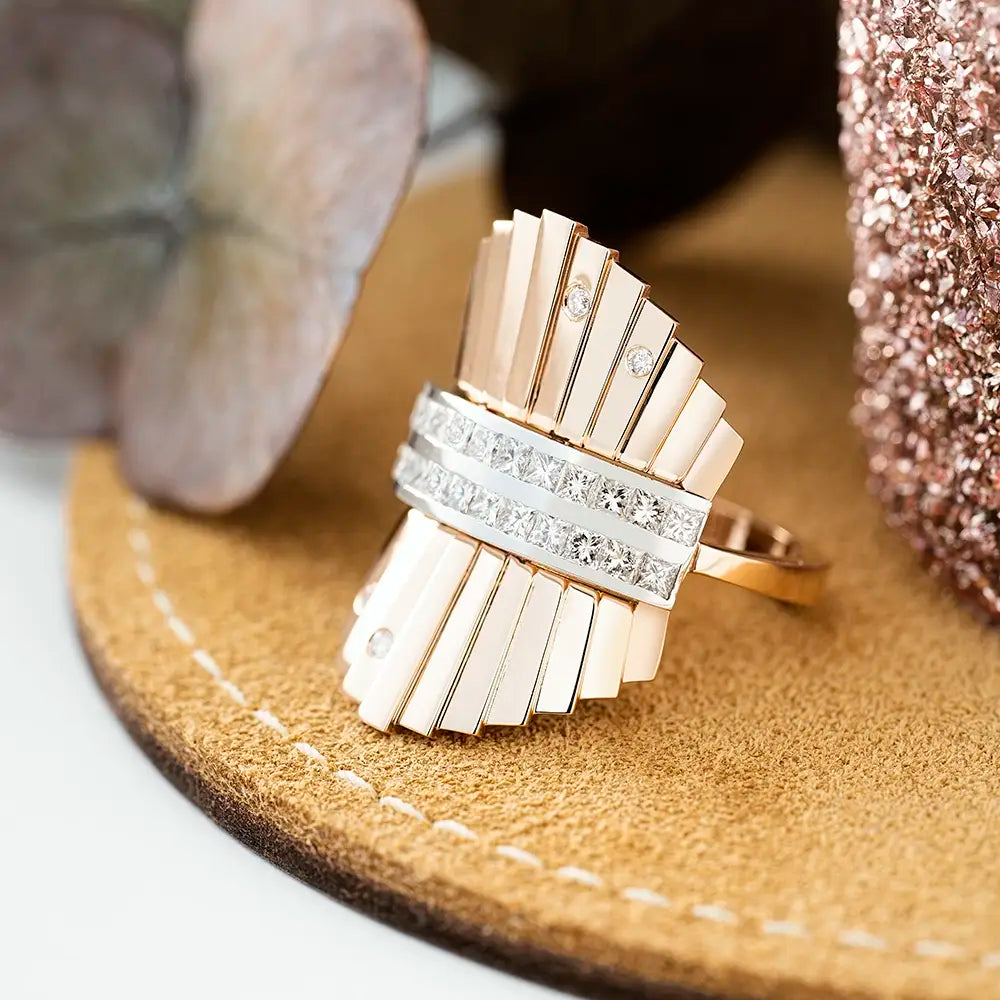 Hera 0.99 CT Princess Cut Diamond Rose Gold Ring