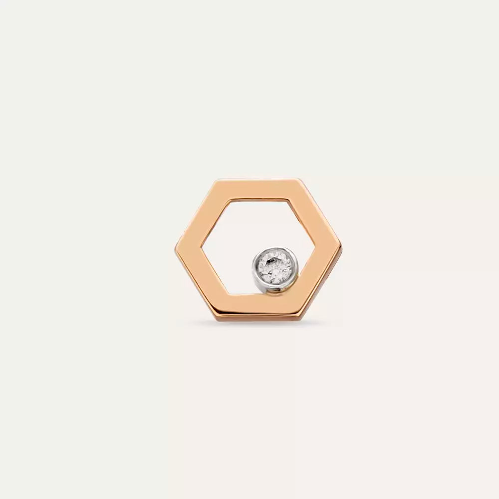 Hexa Diamond Rose Gold Single Earring
