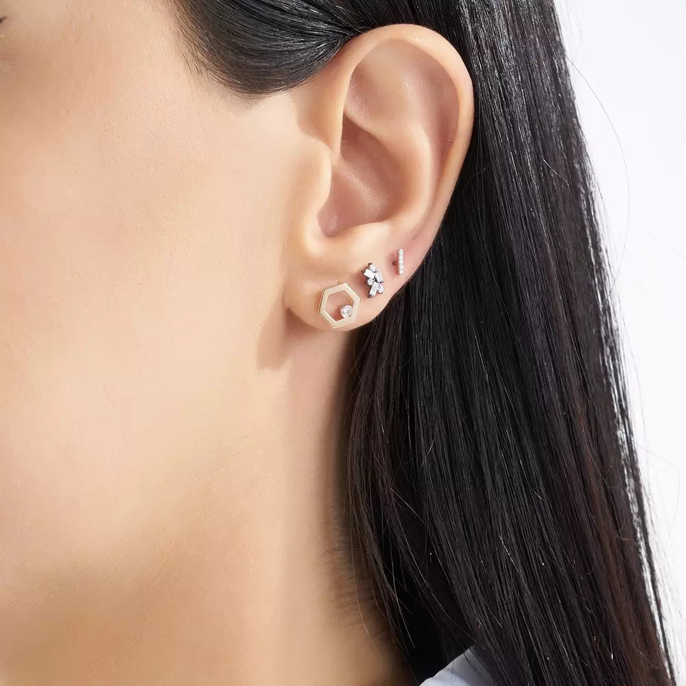 Hexa Diamond Rose Gold Single Earring