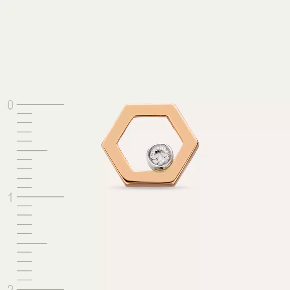 Hexa Diamond Rose Gold Single Earring