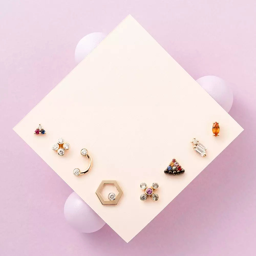 Hexa Diamond Rose Gold Single Earring